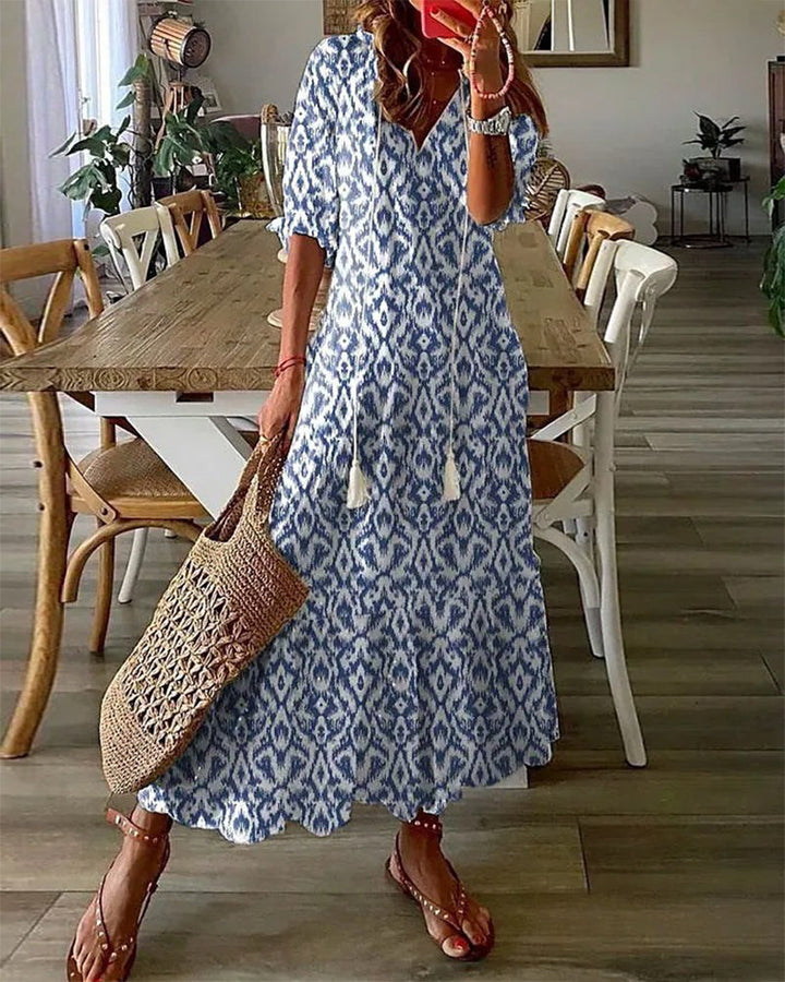 Susan | Boho Maxi Dress with Flattering Tummy Coverage