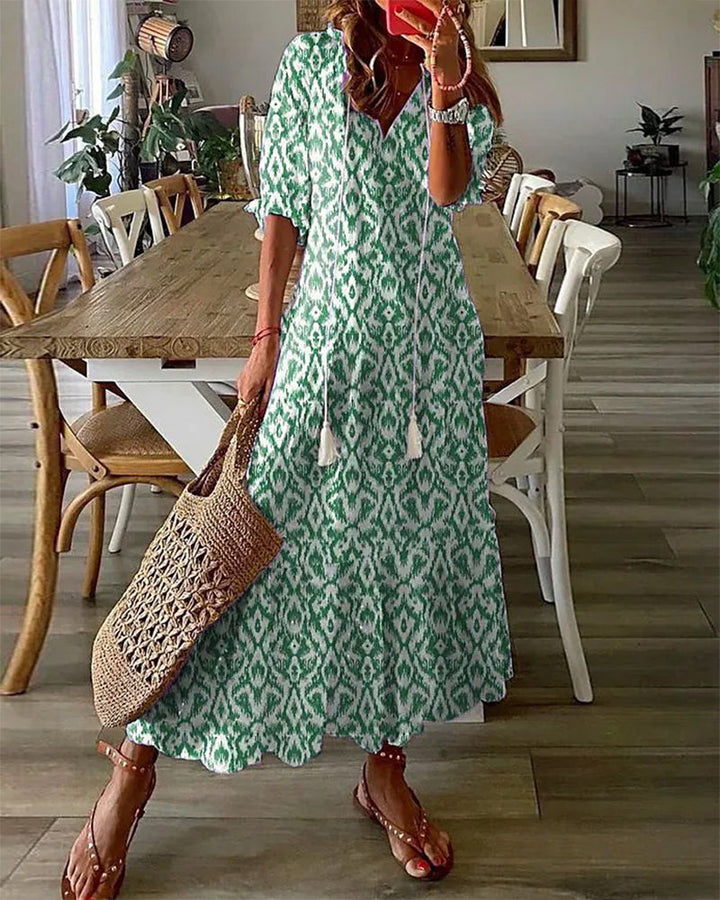 Susan | Boho Maxi Dress with Flattering Tummy Coverage