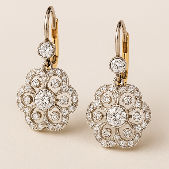 Ruby | Vintage Crystal Mandala Earrings