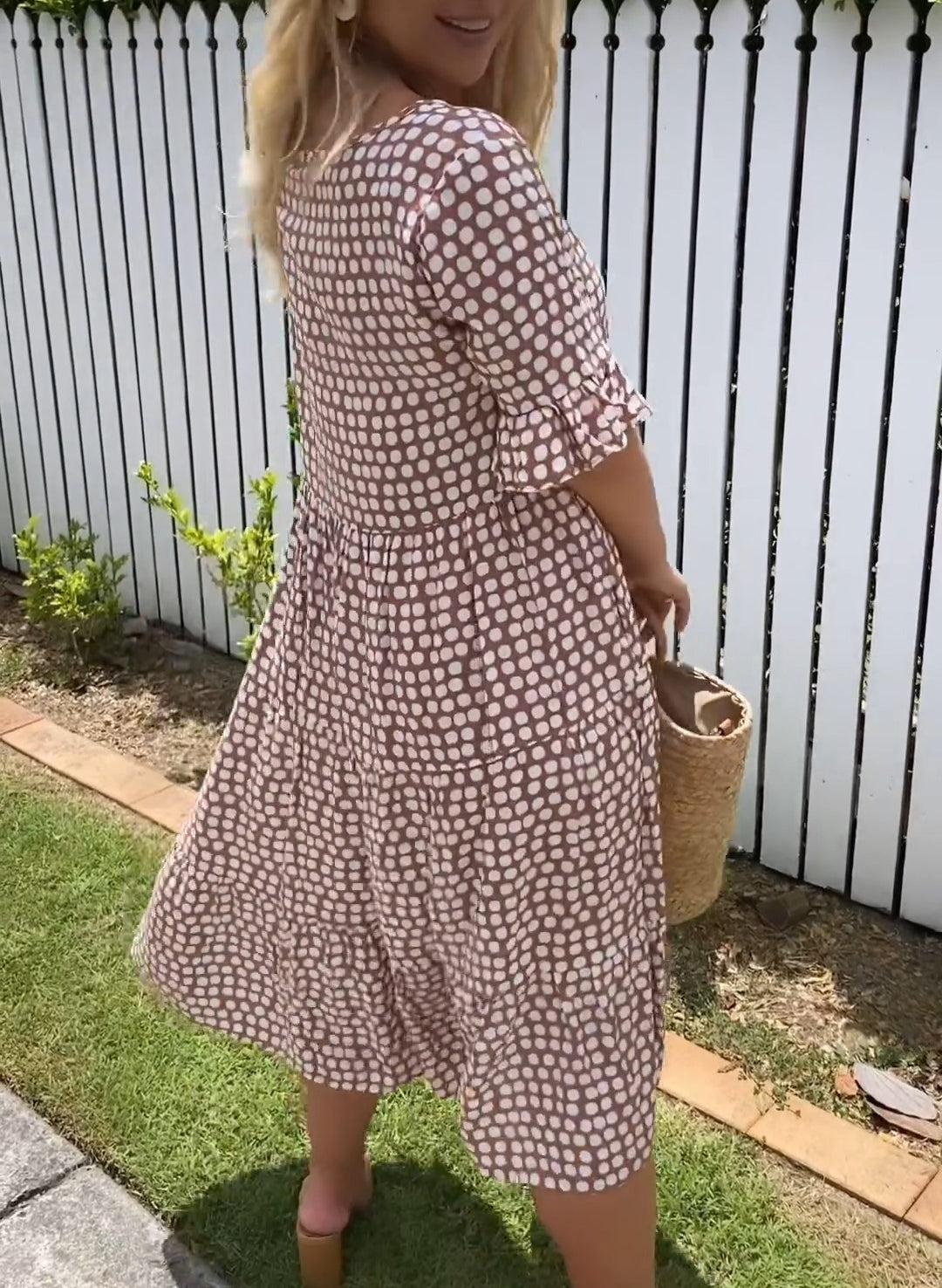 Kylie | Sable Short-Sleeve Midi Dress