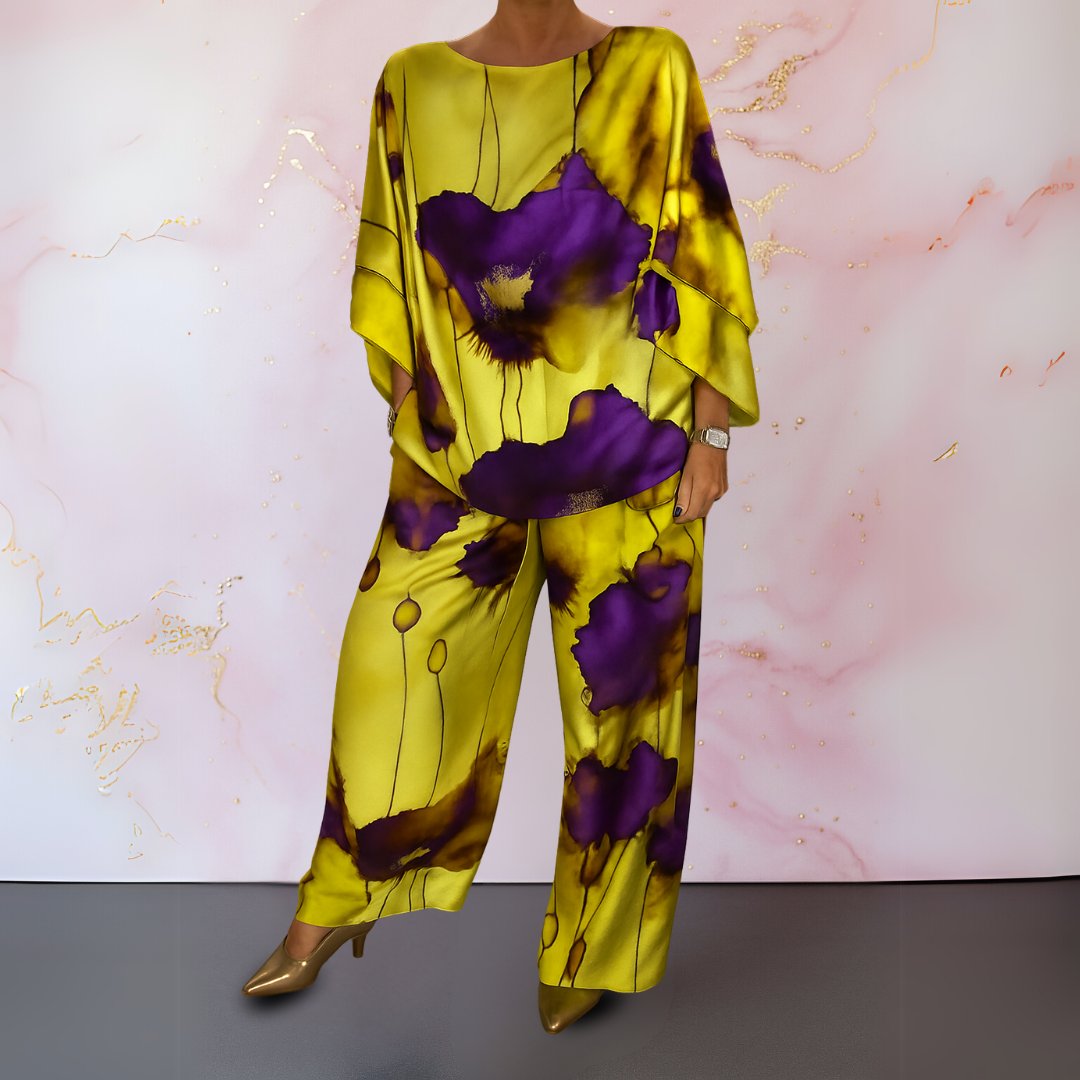 Ximena | Artistic Satin Two-Piece Set