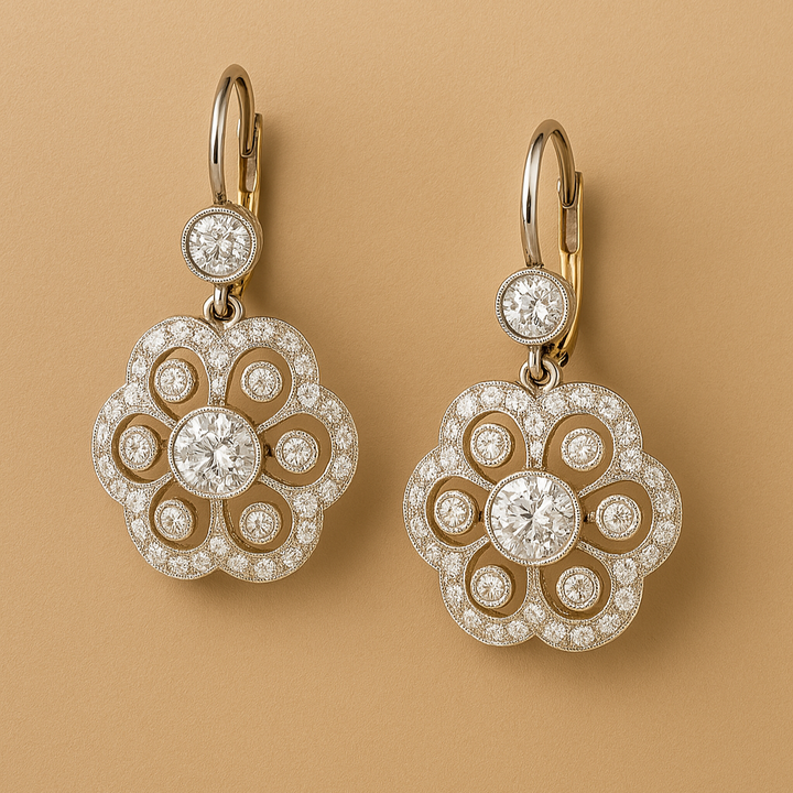 Ruby | Vintage Crystal Mandala Earrings