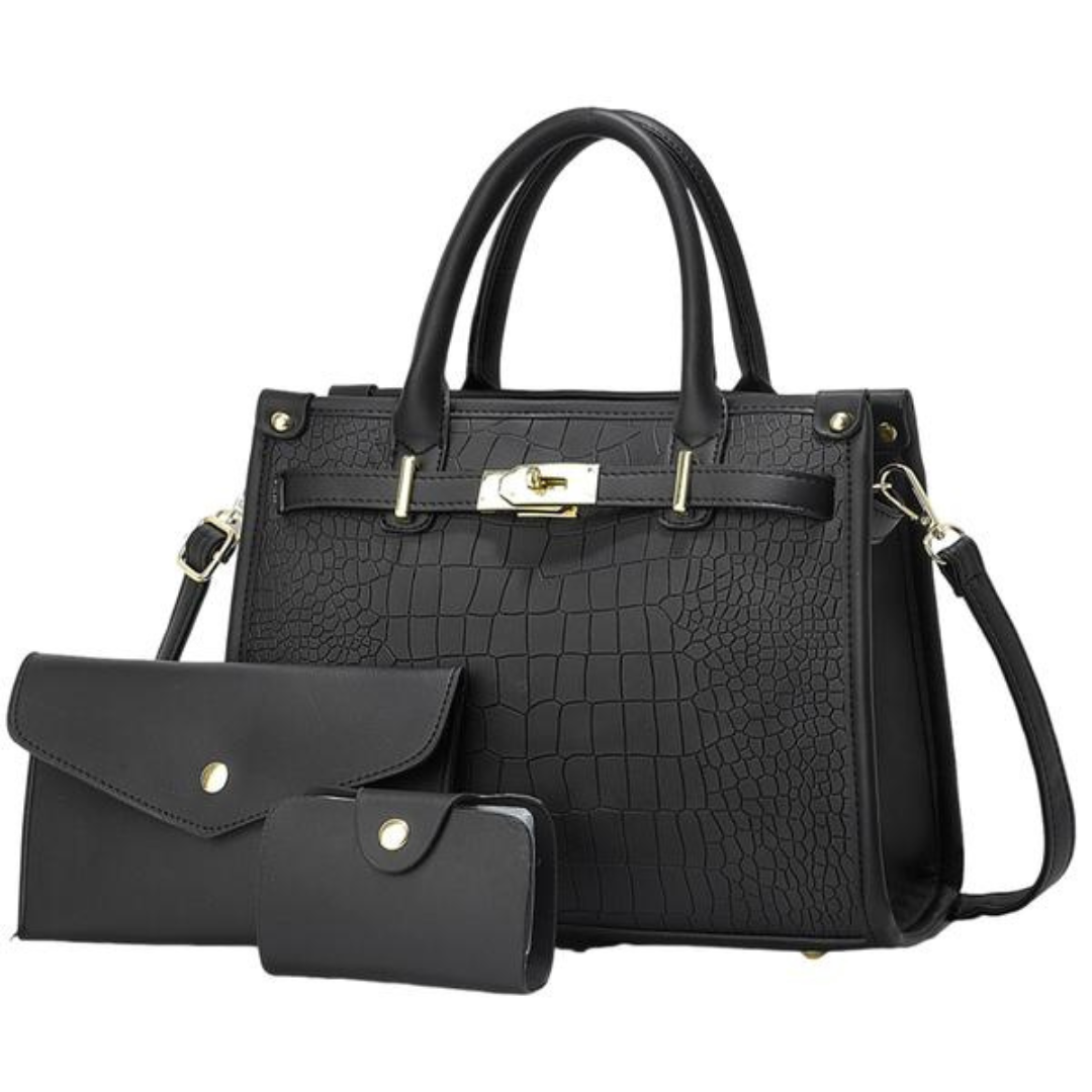 Anna │ Crocodile-Embossed Crossbody Handbag Set