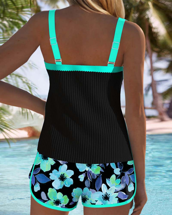 Maren | Swimsuit Tank Top with Floral Boxer Set