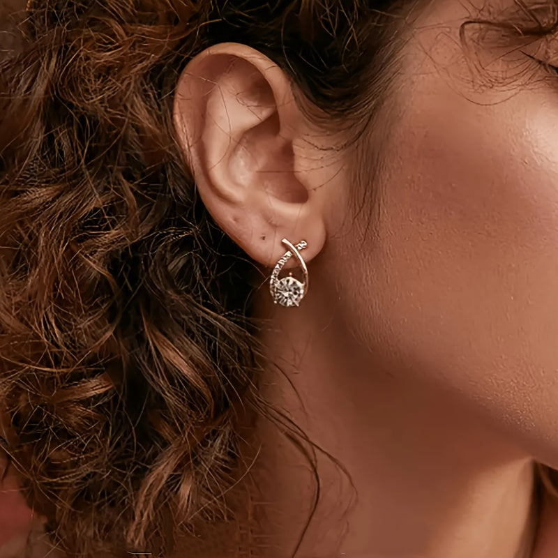 Belle | Golden Cross Zirconia Stud Earrings