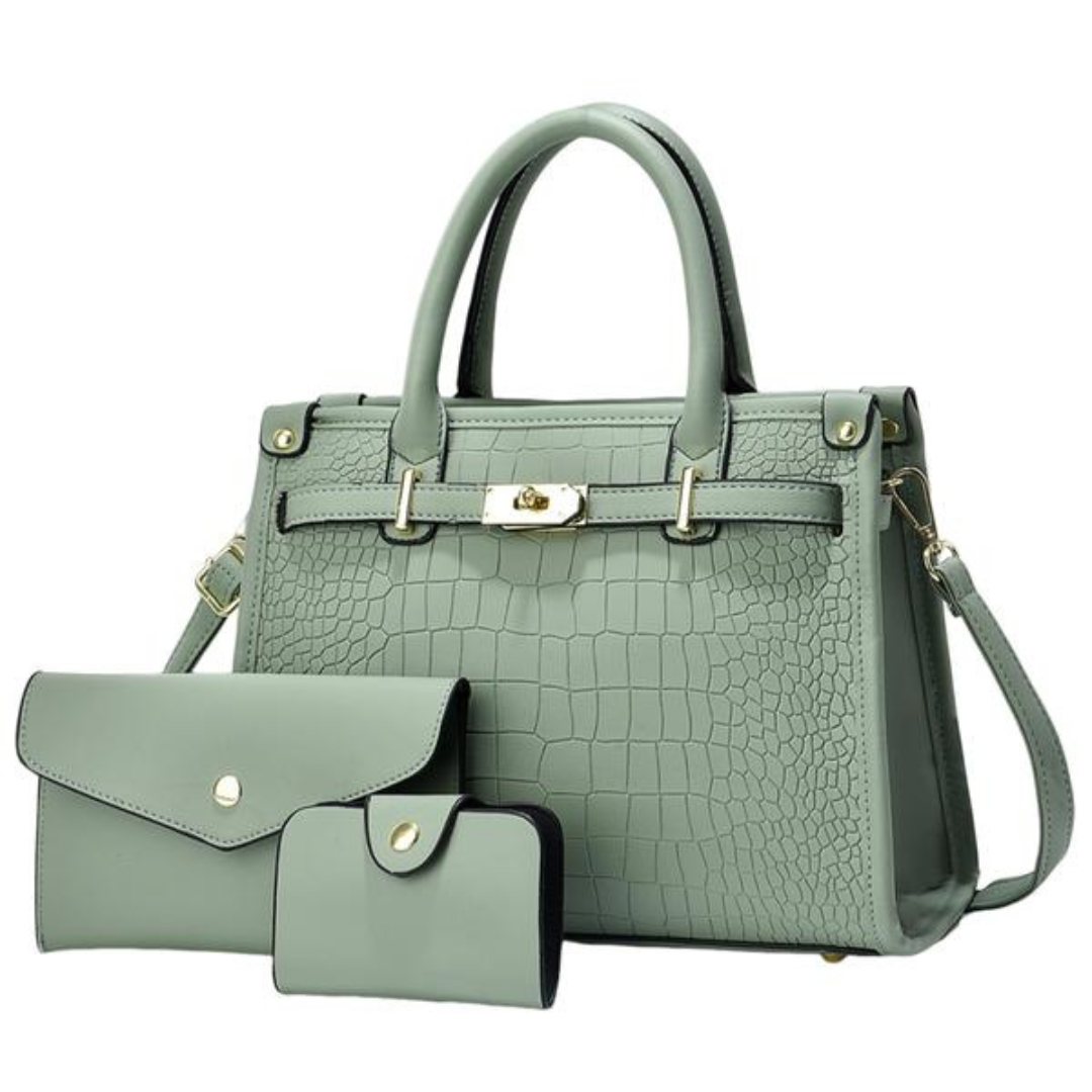 Anna │ Crocodile-Embossed Crossbody Handbag Set