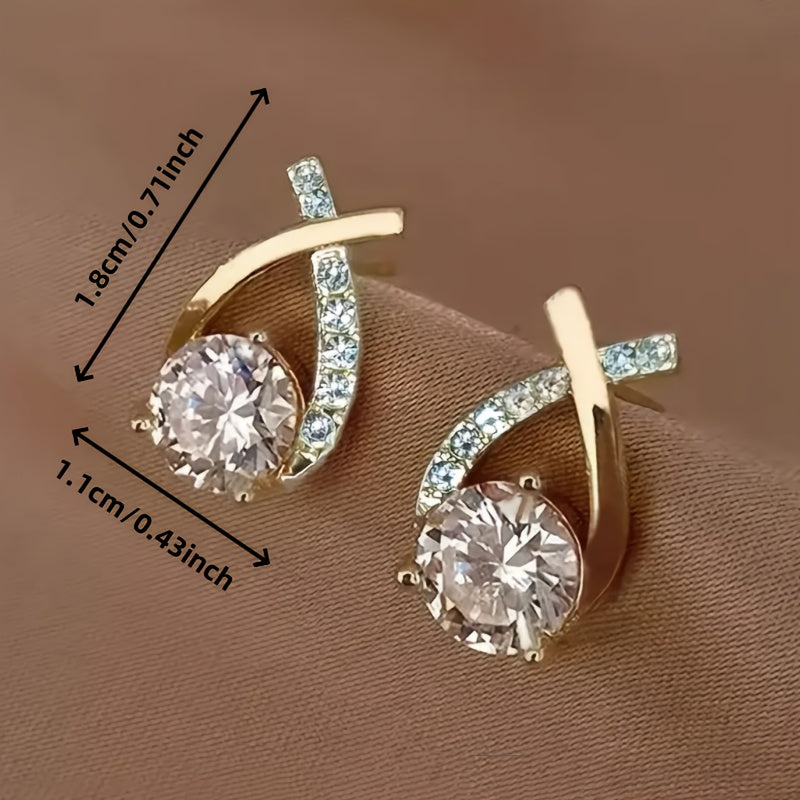 Belle | Golden Cross Zirconia Stud Earrings