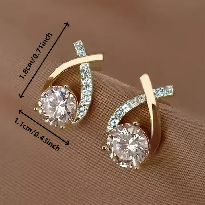 Belle | Golden Cross Zirconia Stud Earrings
