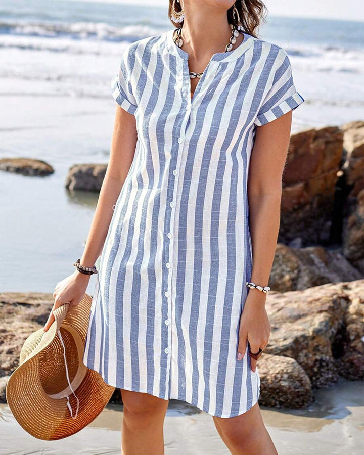 Nicole | Elegant Striped Shirt Dress