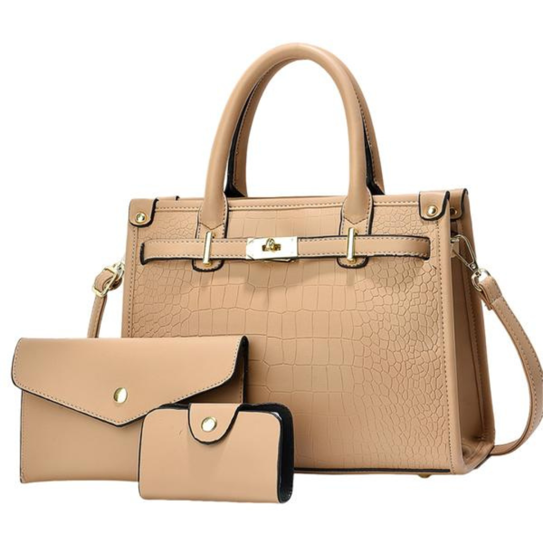 Anna │ Crocodile-Embossed Crossbody Handbag Set
