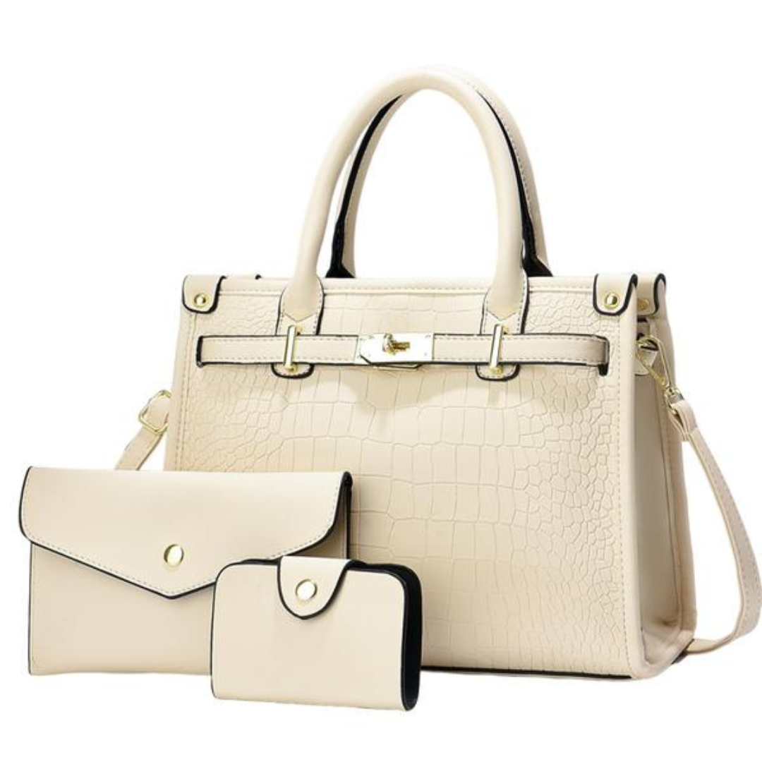 Anna │ Crocodile-Embossed Crossbody Handbag Set