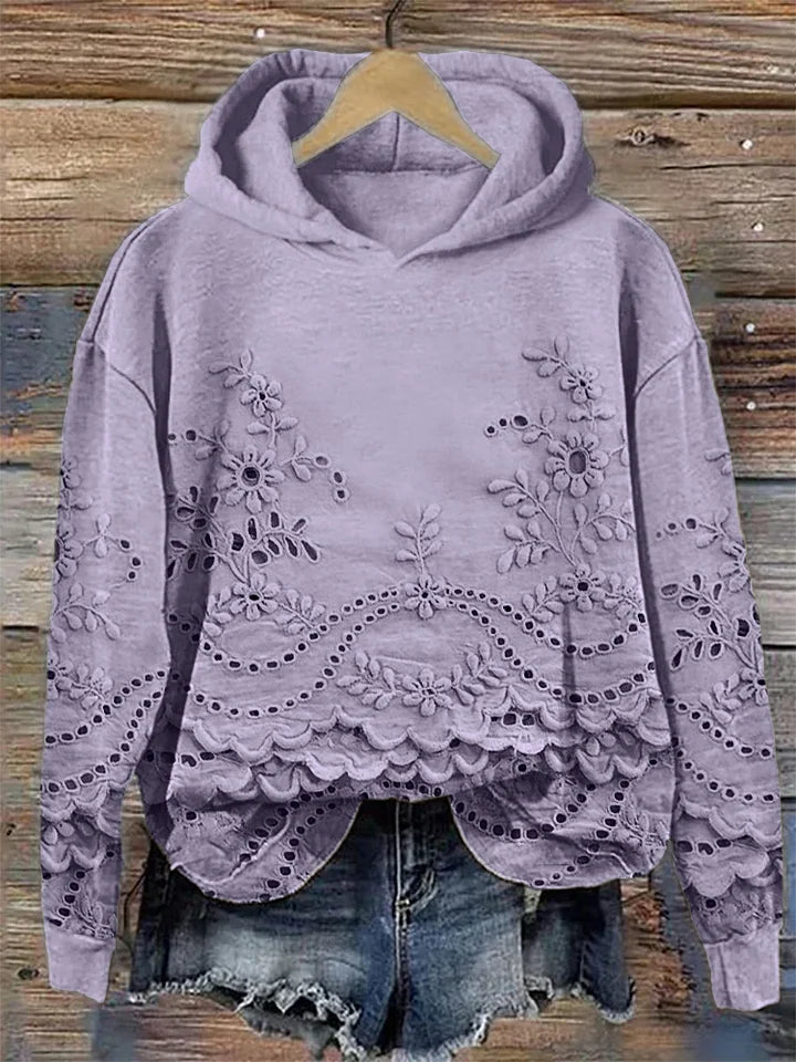 Janet | Floral Detail Hooded Pullover