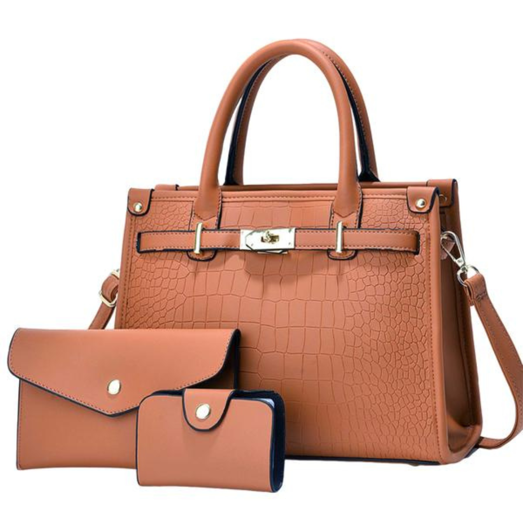 Anna │ Crocodile-Embossed Crossbody Handbag Set