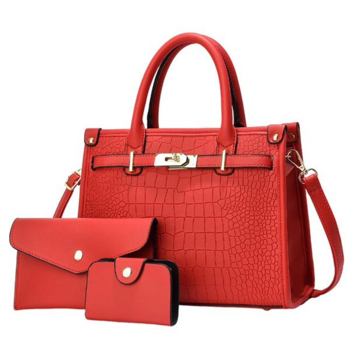 Anna │ Crocodile-Embossed Crossbody Handbag Set