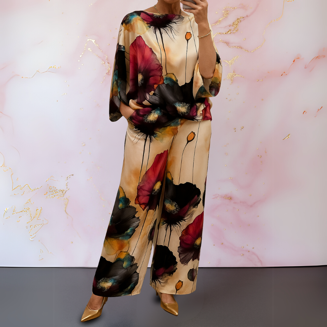 Ximena | Artistic Satin Two-Piece Set