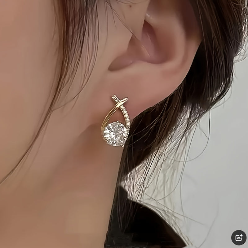 Belle | Golden Cross Zirconia Stud Earrings