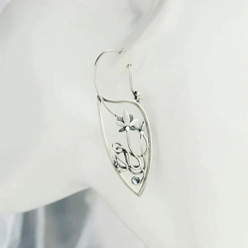 Lotus Flower Sterling Silver Earrings