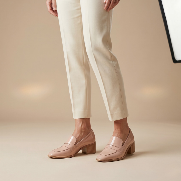 Bella | MOCASSINS WITH WIDE HEEL SHINY