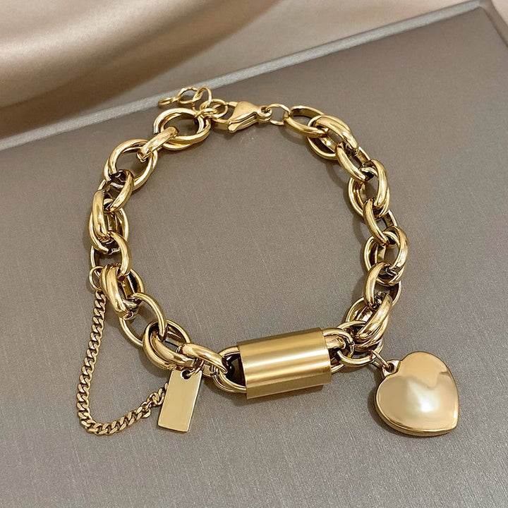Sophie | Golden Heartened Chunky Bracelet
