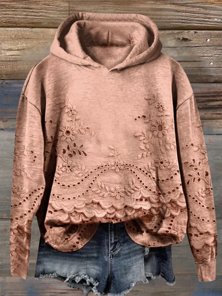 Janet | Floral Detail Hooded Pullover