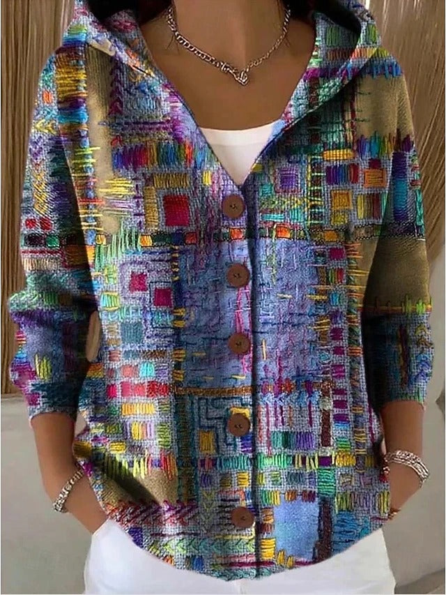 Ellen | Cozy Long Cardigan with Artistic Design