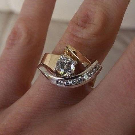 Donna | Vintage Irregular Gold & Silver Zirconia Ring