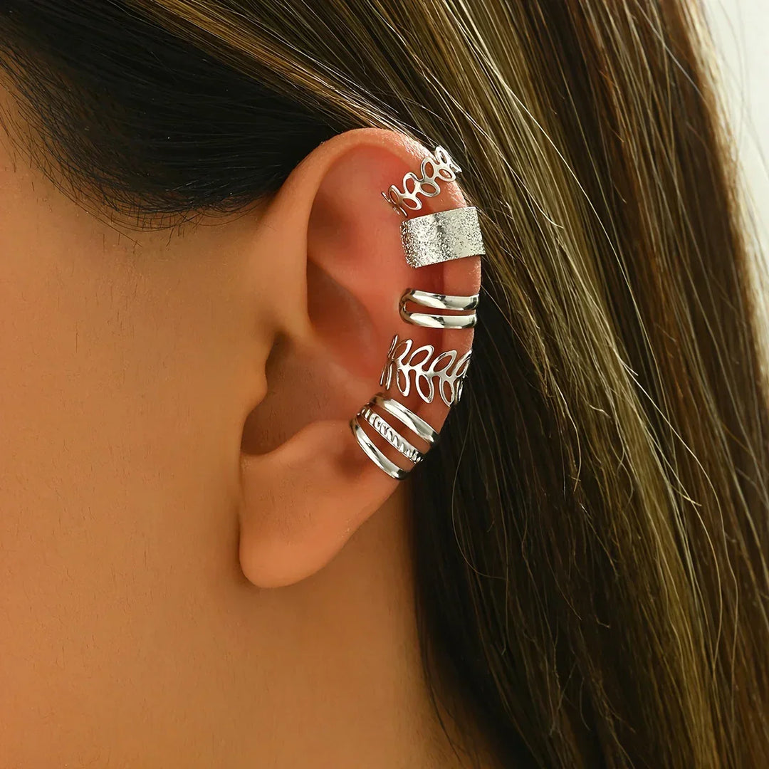 Set of 5 Elegant Gold Earrings