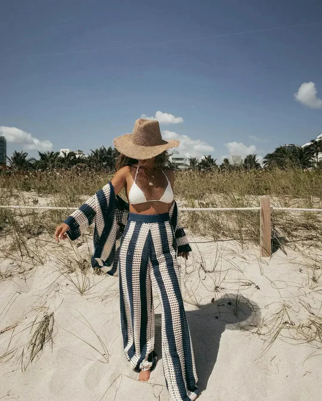 Caelya | Striped Crochet Two-Piece Set