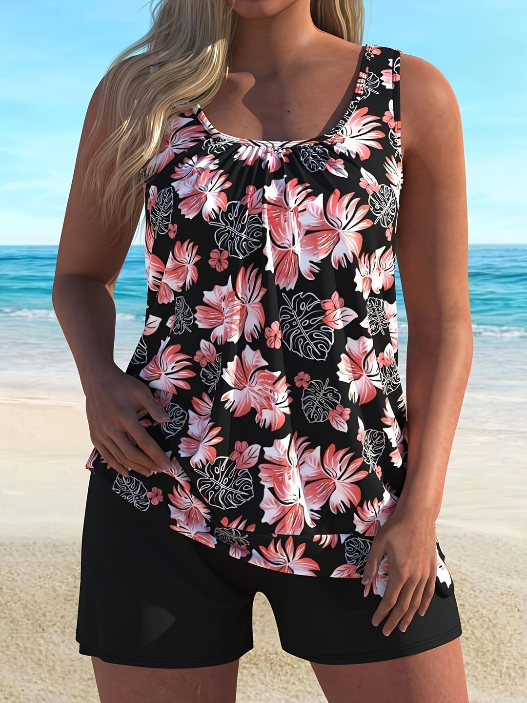 Chloe | Floral Print Tankini Set