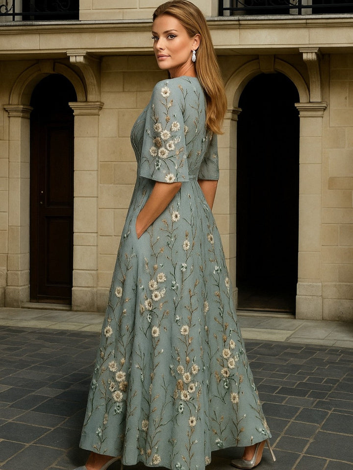 Sophie | Elegant V-Neck Belted Boho Dress