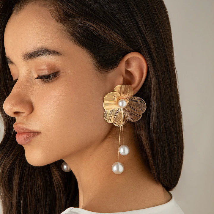 Bohemian Earrings with Pearls and Petals