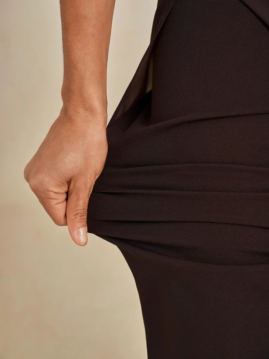 Nova | Straight-Leg Pants with Chiffon Split Overlay