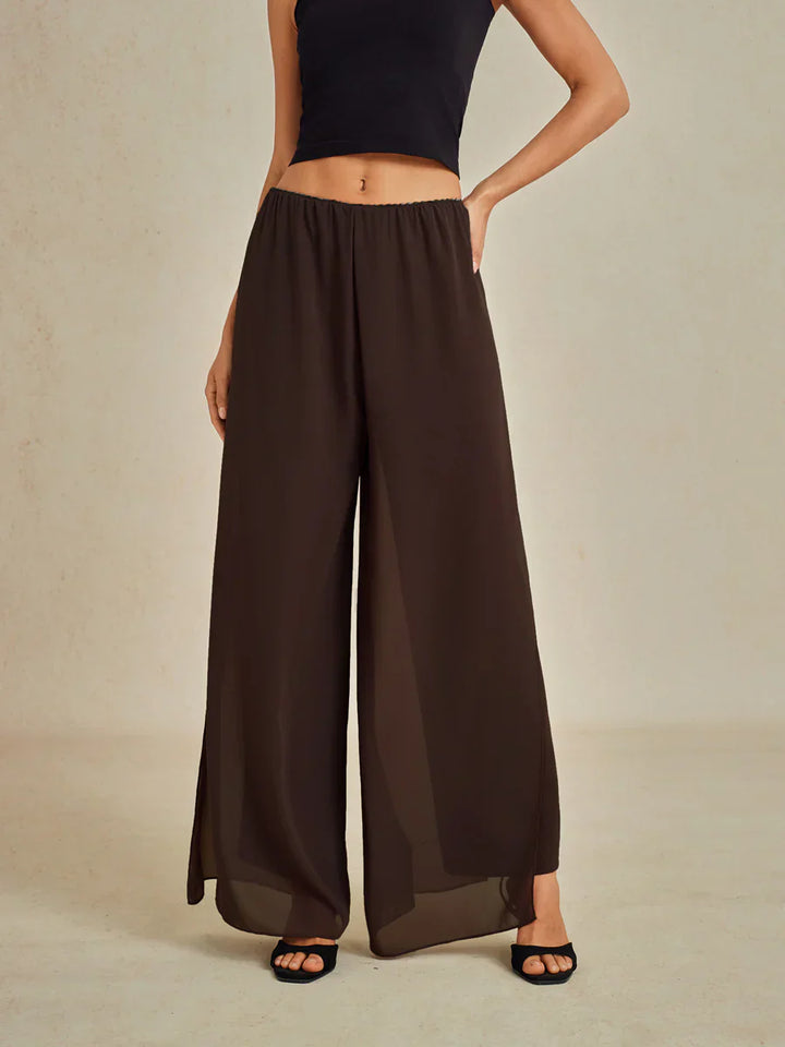 Nova | Straight-Leg Pants with Chiffon Split Overlay