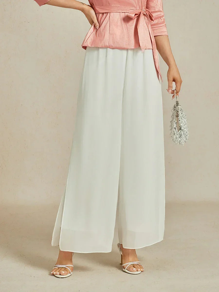 Nova | Straight-Leg Pants with Chiffon Split Overlay