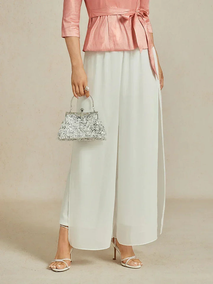 Nova | Straight-Leg Pants with Chiffon Split Overlay