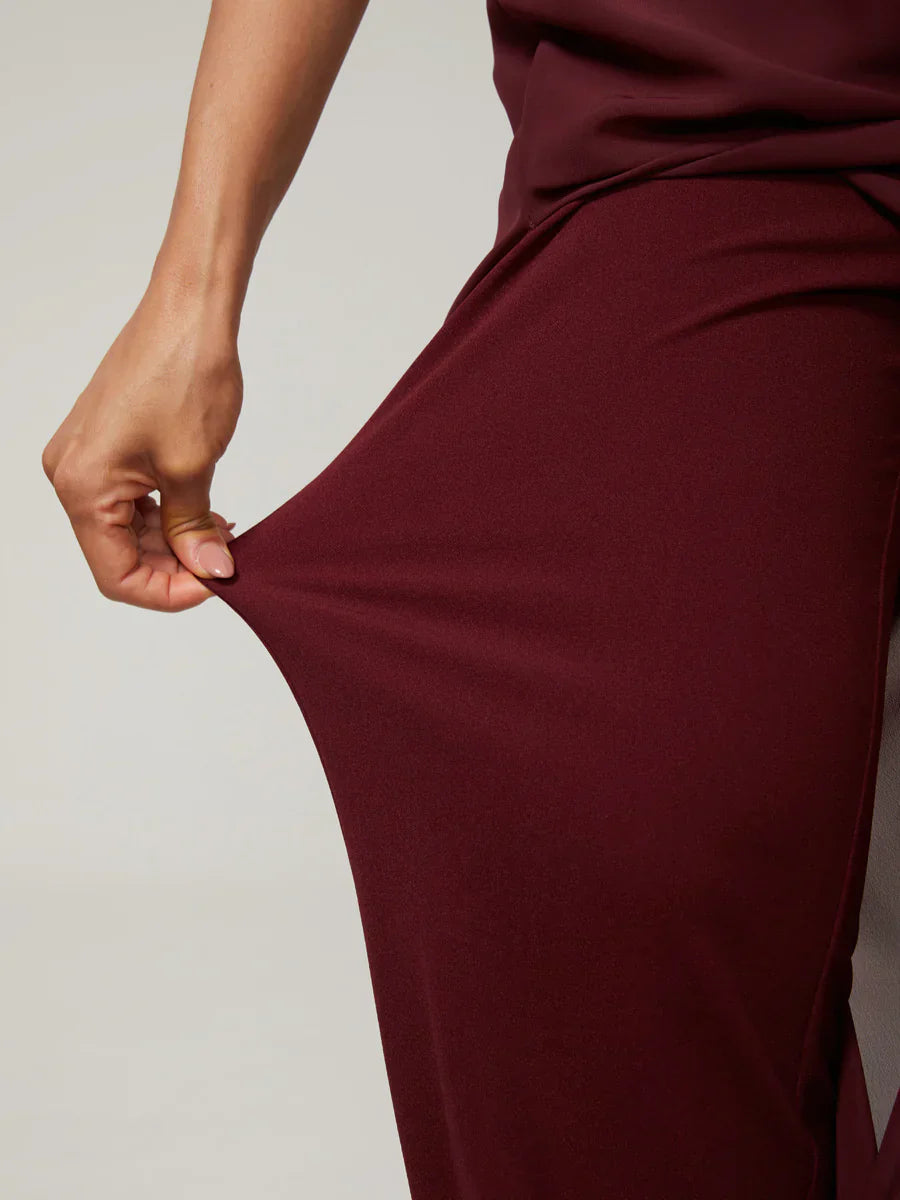 Nova | Straight-Leg Pants with Chiffon Split Overlay