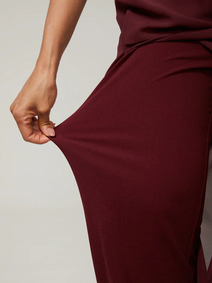 Nova | Straight-Leg Pants with Chiffon Split Overlay