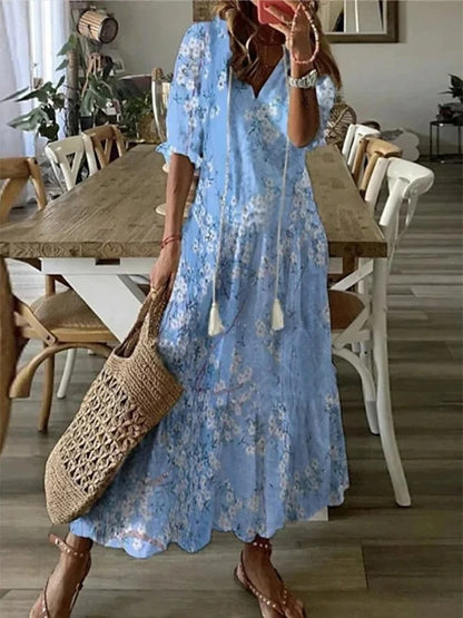 Susan | Boho Maxi Dress with Flattering Tummy Coverage